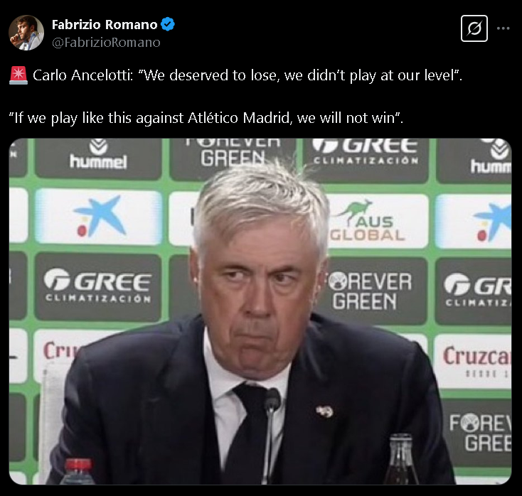 Ancelotti spoke to the media after the loss to Betis